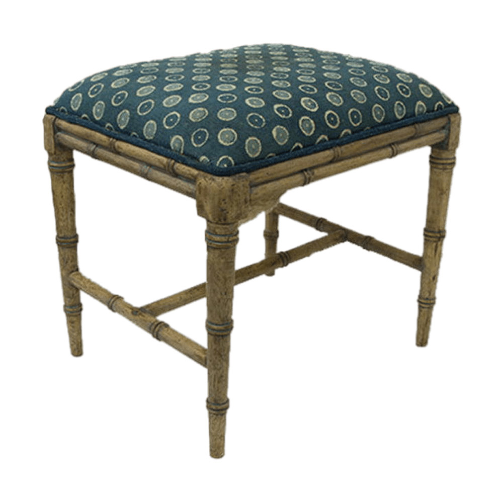 Indigo Stool with Bamboo Frame  in Wood