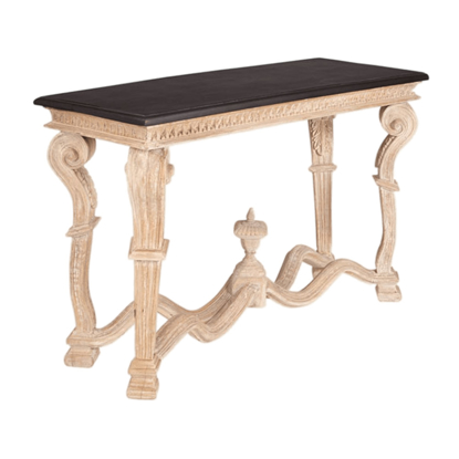 Scroll Leg Console Table with Black Marble Top