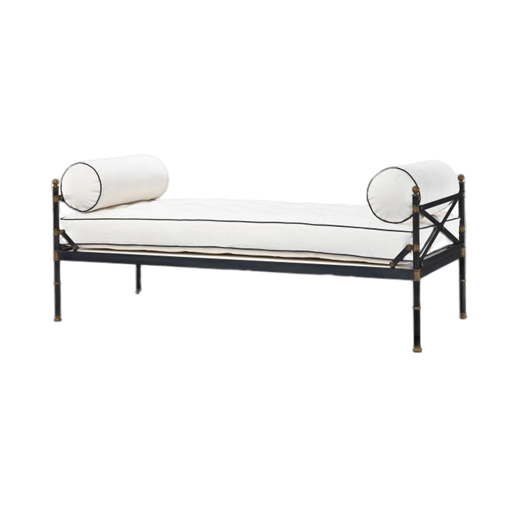 Plush Bench with Wrought Iron Frame