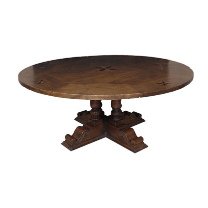 Round Wooden Table with Inlay Detail
