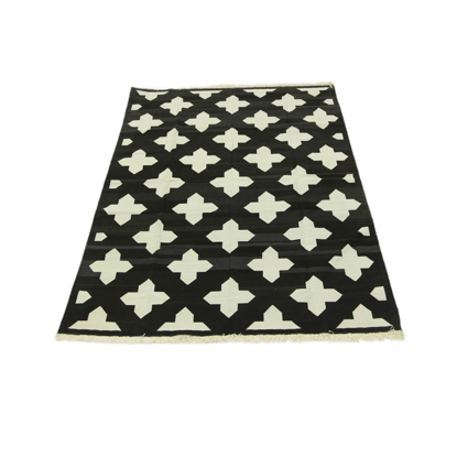 Rug with White Cross Set in Black