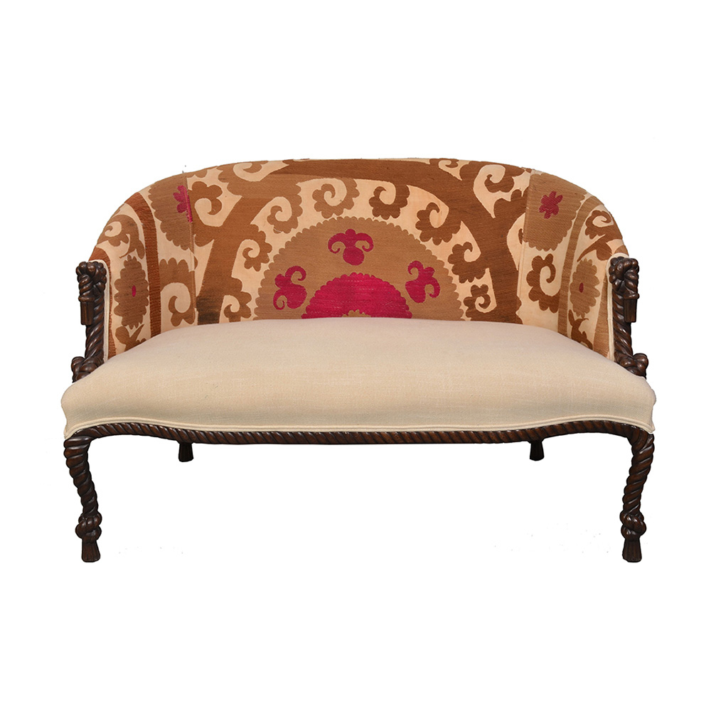 Rounded Back Suzani Upholstered sofa