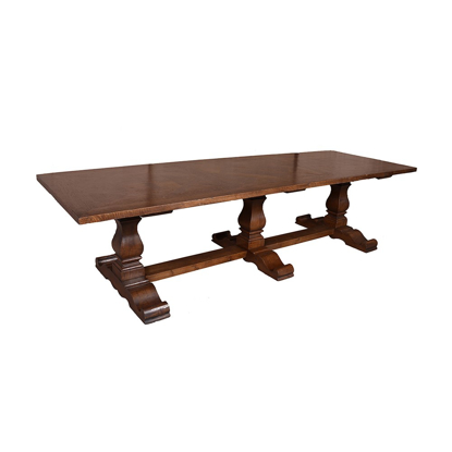 Large Wooden Dining Table with Pillar Base