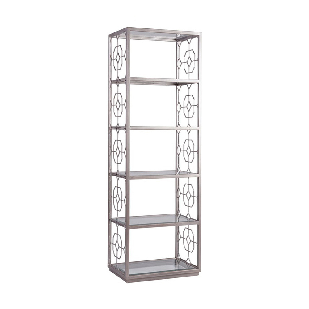 Transitional Metal & Glass Book shelf Design