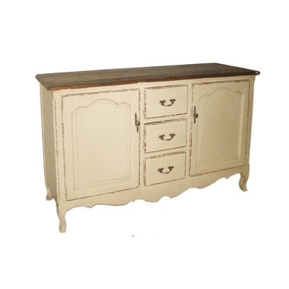 White and Natural Wood French Sideboard