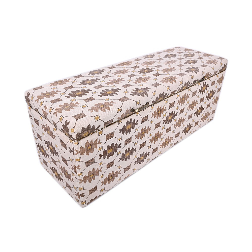 Motif Printed Trunk with Opening Lid