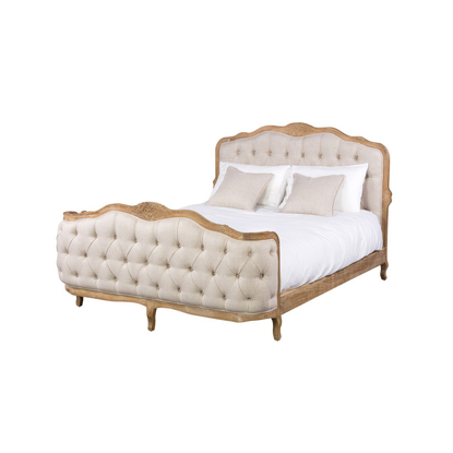 Beautifully Tufted French Carved Bed
