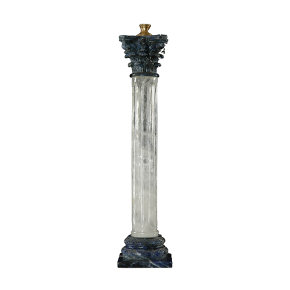 Crystal Candle Stand with Black Cornice Detail