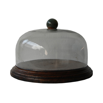 Glass and Wood Cake Jar with Round Holder