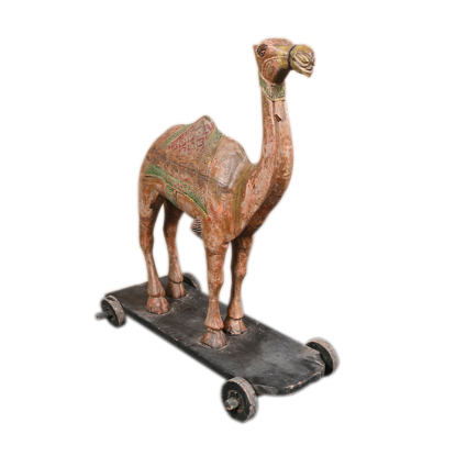 Wooden Vintage Hand Painted Camel Figurines