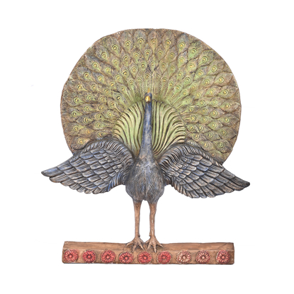 Wooden Vintage Hand Painted Peacock Figurines