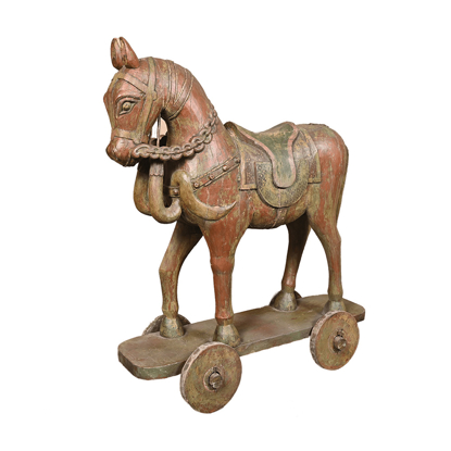 Wooden Vintage Hand Painted Horse Figurines