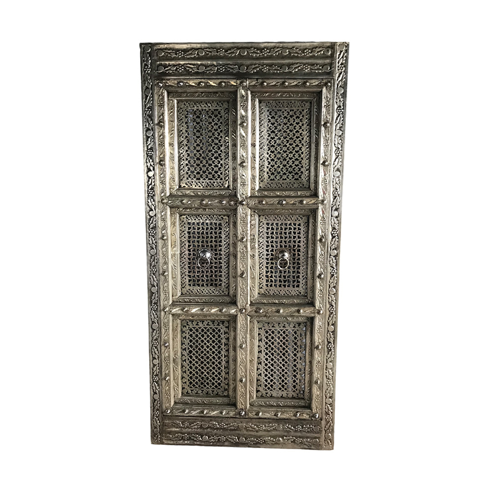 Vintage Metal Cladded with Carving Motifs Door
