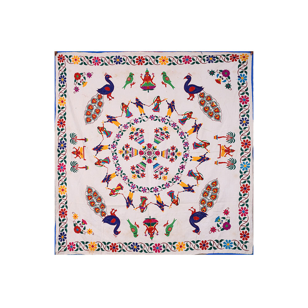 Beautiful Vintage Embroidery with Colorful Motifs On It