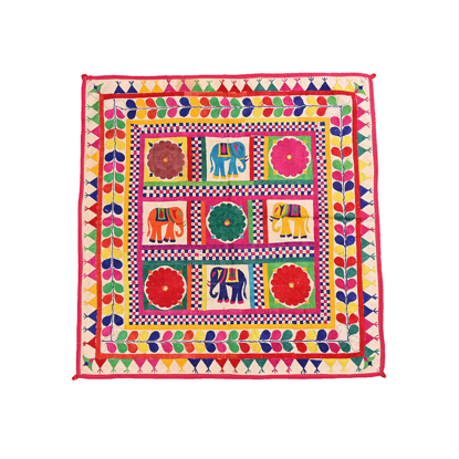 Beautiful Vintage Embroidery with Colorful Motifs On It