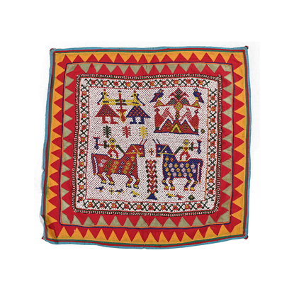 Beautiful Village View Traditional Pearl Design Textile