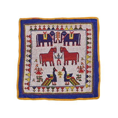 Multicolored Old Indian Hand Embroidered Textile