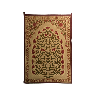 Handmade Silk Embroidery Wall Hanging Mughal Flower