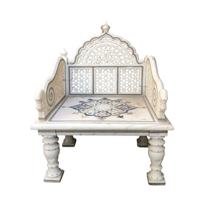 Marble Chair with Stone Inlay