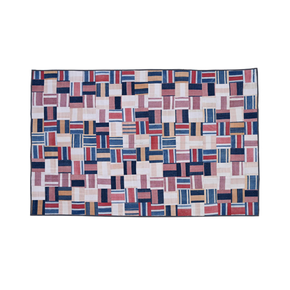 Multi-Colored Strips Motif Patchwork Rug