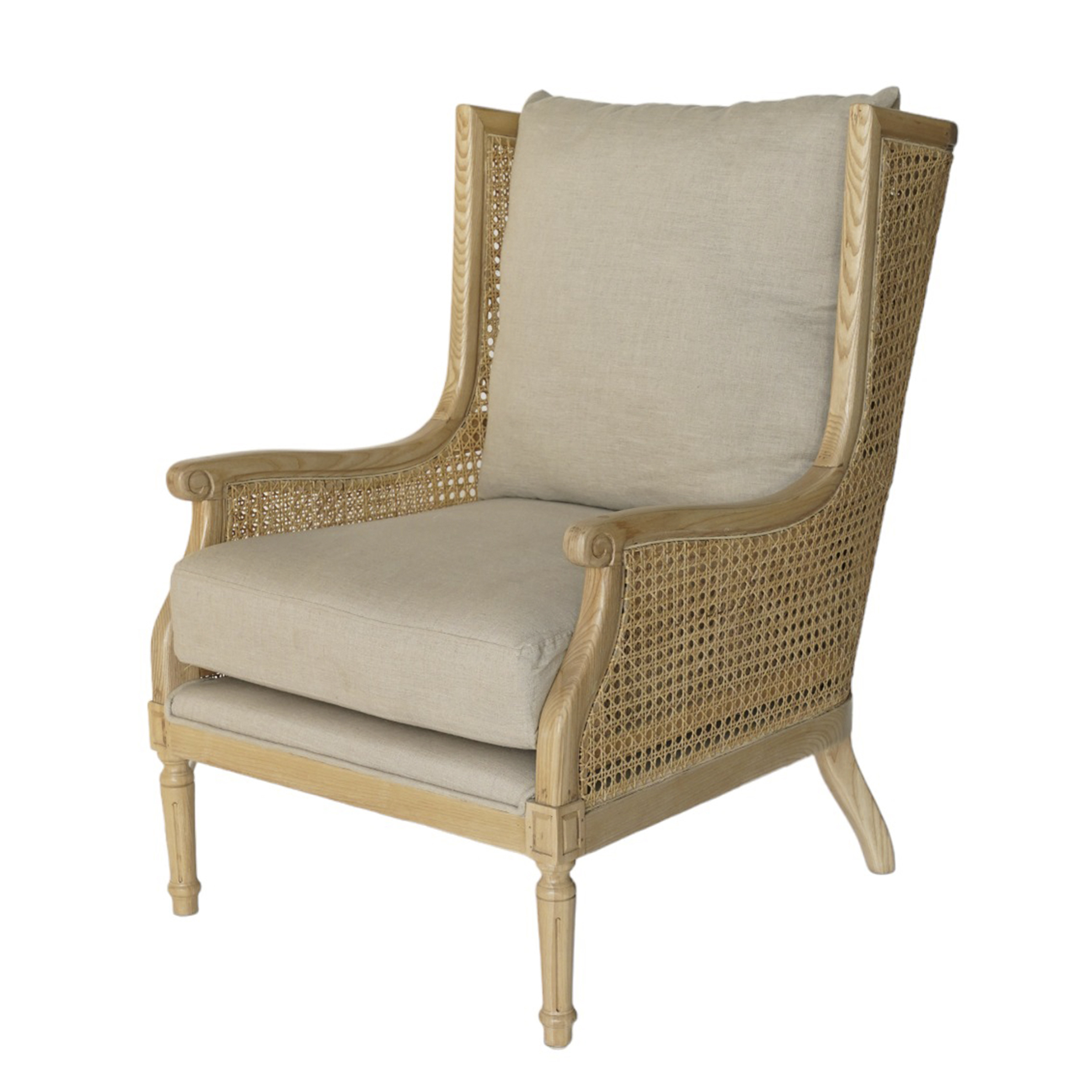 The kashth Bamboo Designer Upholstered Arm Chair with Cane