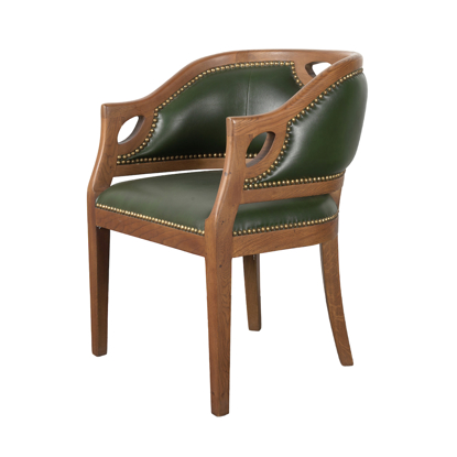 Solid Wood Leather Arm Chair